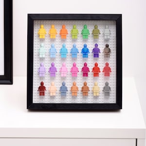 Display Case for 28 Block Minifigures Compatible with Lego Figures | Wall Hanging And Tabletop | Display Frame for Lego Minifigs