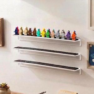 Minifigure Display Floating Shelves Display Up To 72 Minifig Wall Mount Showcase. Display Shelf Compatible With LEGO Figurines