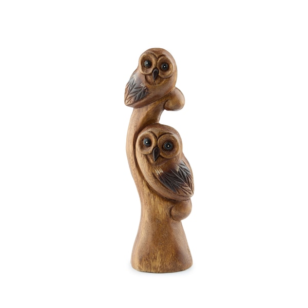 Owl Decor Owl Gifts for Women and Owl Lovers - Owl Figurine Wood Owl Statue Figure - Cute Owl Decorations for Home - Owl Sculpture Ornament