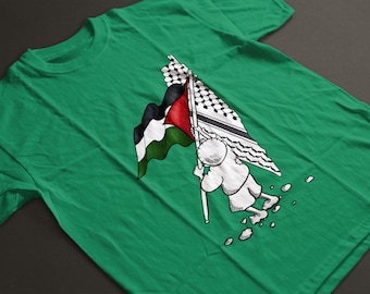 Palestine Flag T-Shirt Design – Gaza, Arabic Calligraphy (PNG Digital Download)
