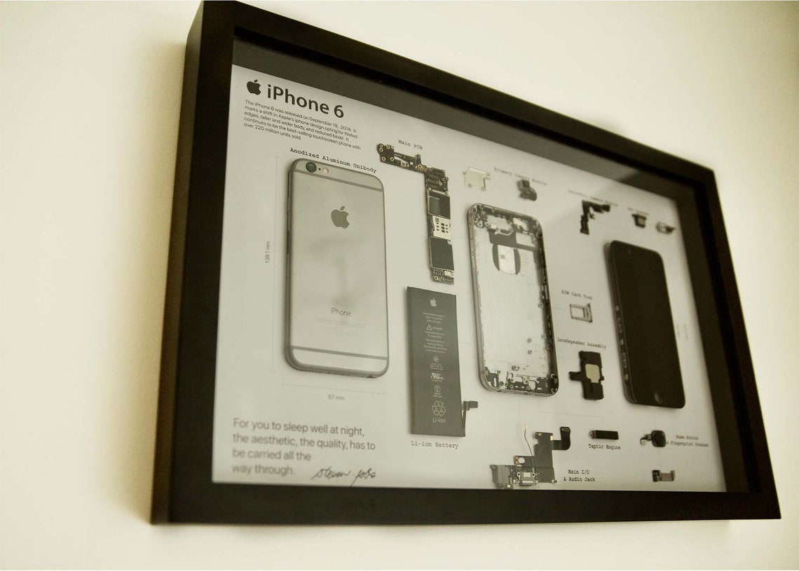 Disassembled iPhone Framed Cellphone Wall Art With Shadow Box Etsy Canada