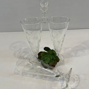 MCM, 1960s Pilsner Glasses, Etched Square Design, Barware, Geometric Design