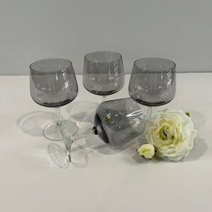 Vintage Smoke Crystal Wine Glasses, West Germany, Crystal, MCM