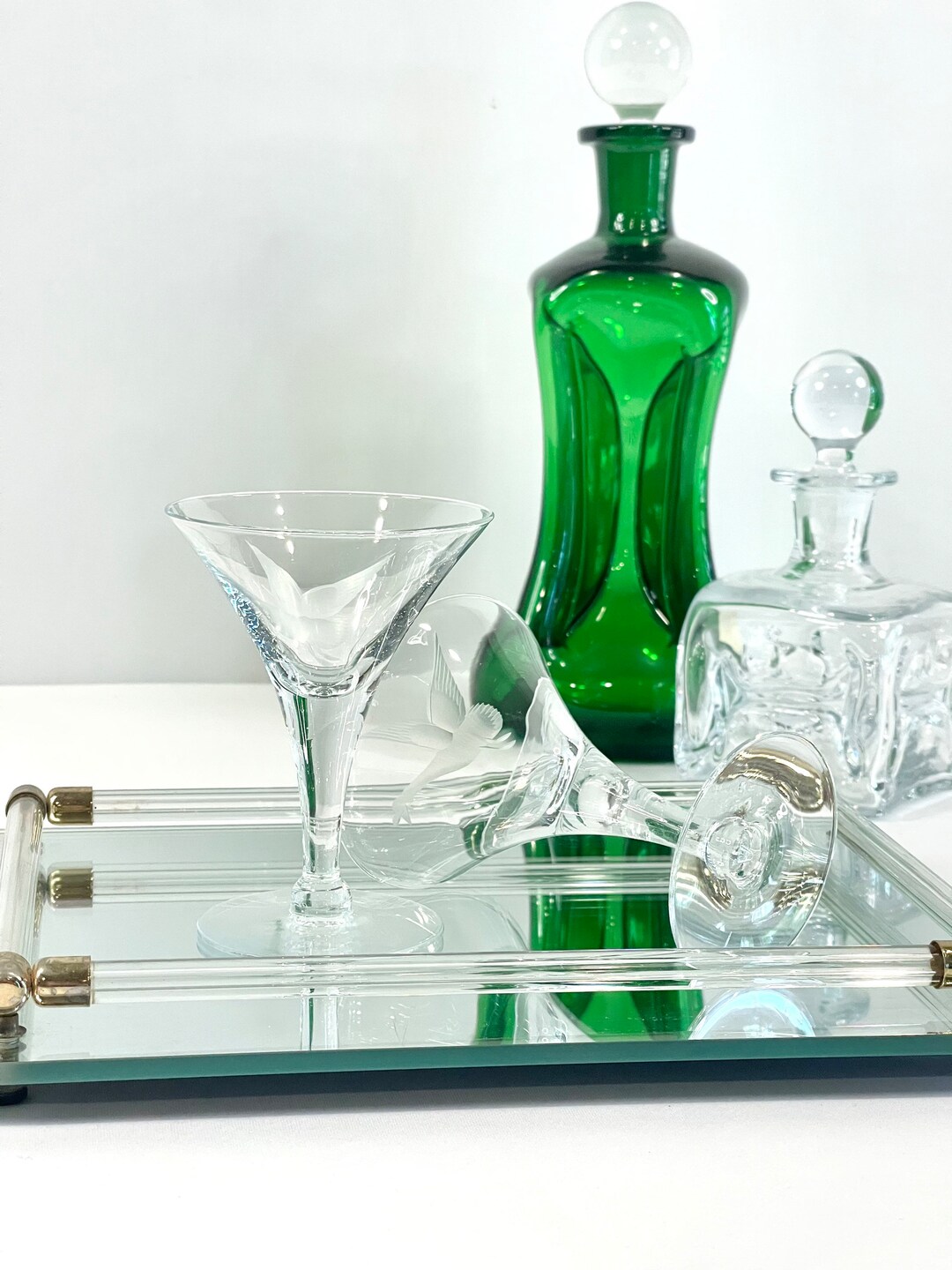 Vintage MCM Mini Martini Glasses With Etched Goose Boho Etsy