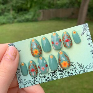 Hand Painted Cottagecore Press on Nails - Etsy