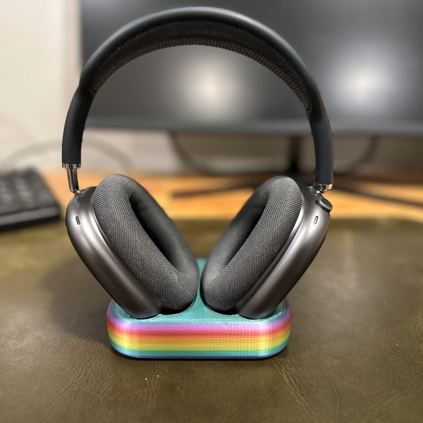 AirPods Max Desk Holder Rainbow (Deep Sleep Capable & Charging Cable Storage Nook)