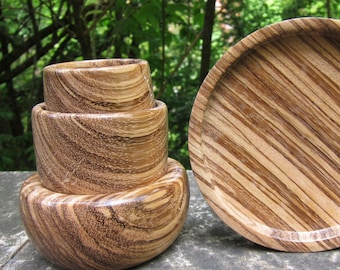 kleine Zebrano-Holz Schälchen / von Hand gedrechselte Unikate mit der hübschen Maserung