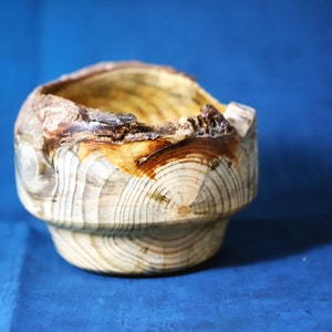 Shiny wooden bowl with rustic bark edge / Hand-turned from Bavaria