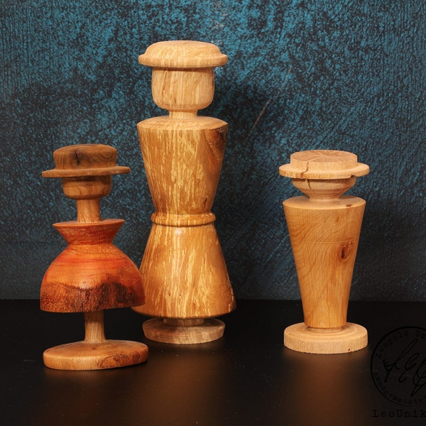 Figure in legno tornite a mano / pezzi unici decorativi / dalla Baviera