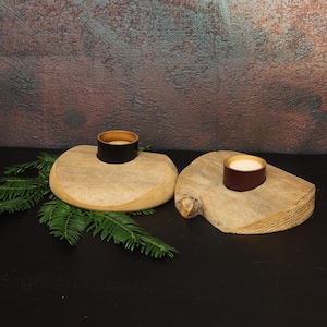 retro tealight holder / old wood turned as tealight decoration