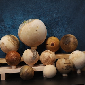 Large wooden balls / sculptures / different woods and sizes / turned