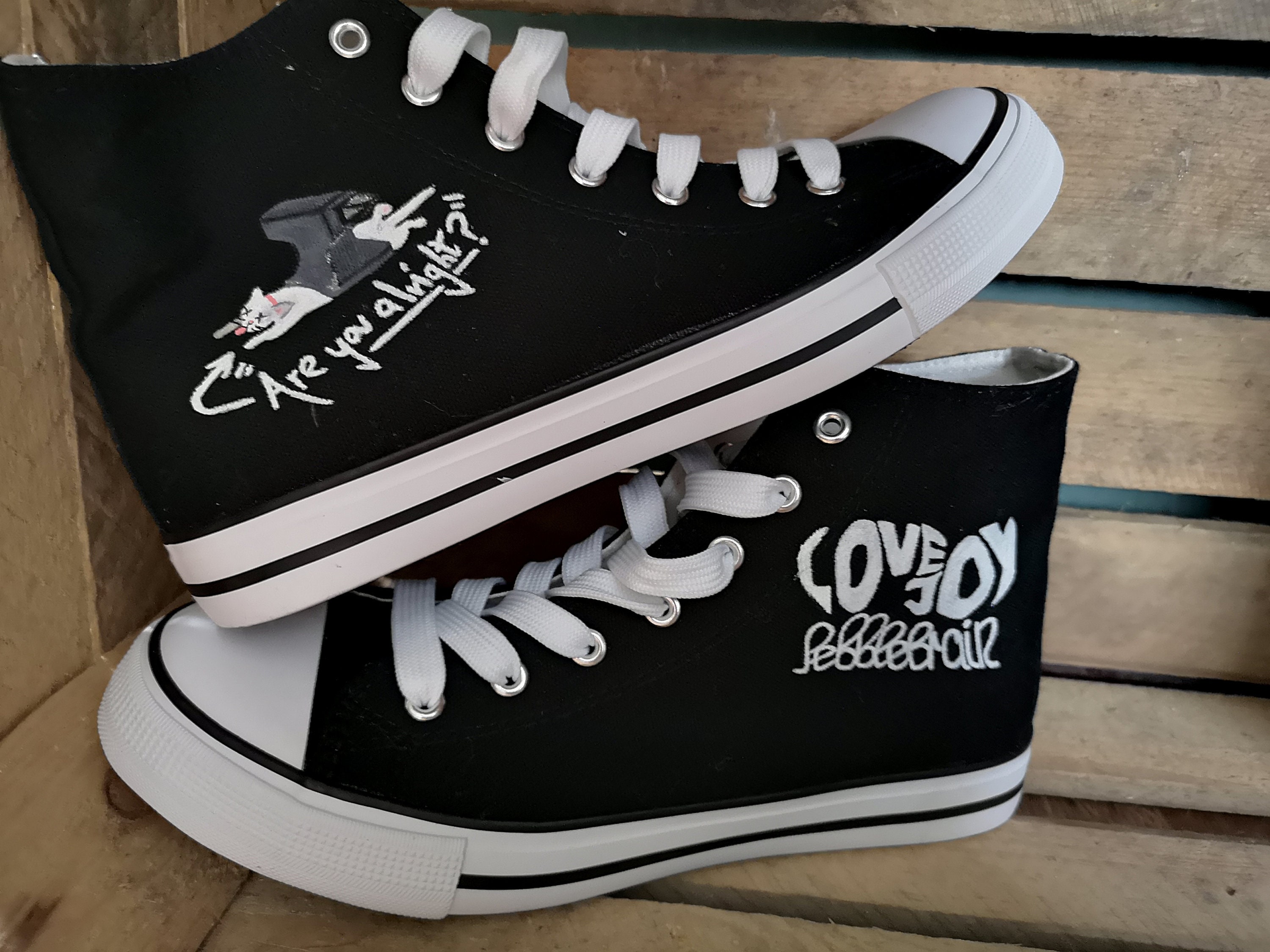 Sneakers Lovejoy Merch Indierock no Name Converse All Star Customed Ruß  Kiesel Gehirn Are You Alright Band Wilbur Soot Dsmp - Etsy