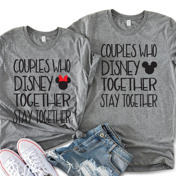 Couples Who Disney Together Stay Together Unisex T-shirts, Disney Matching Couple Tees, Minnie and Mickey Matching Tees, Disney Vacation Tee