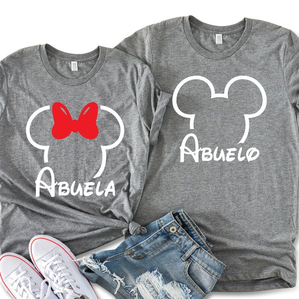 Abuela & Abuelo Minnie and Mickey Unisex T-shirts, Disney Abuelos Matching Tees, Minnie and Mickey Matching Tees, Disney Vacation Shirts