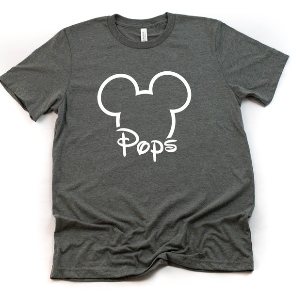 Pops Mickey Unisex T-shirts, Disney Grandpa Tee, Matching Disney Family, Mickey Mouse Pops Tee, Disney Family Vacation