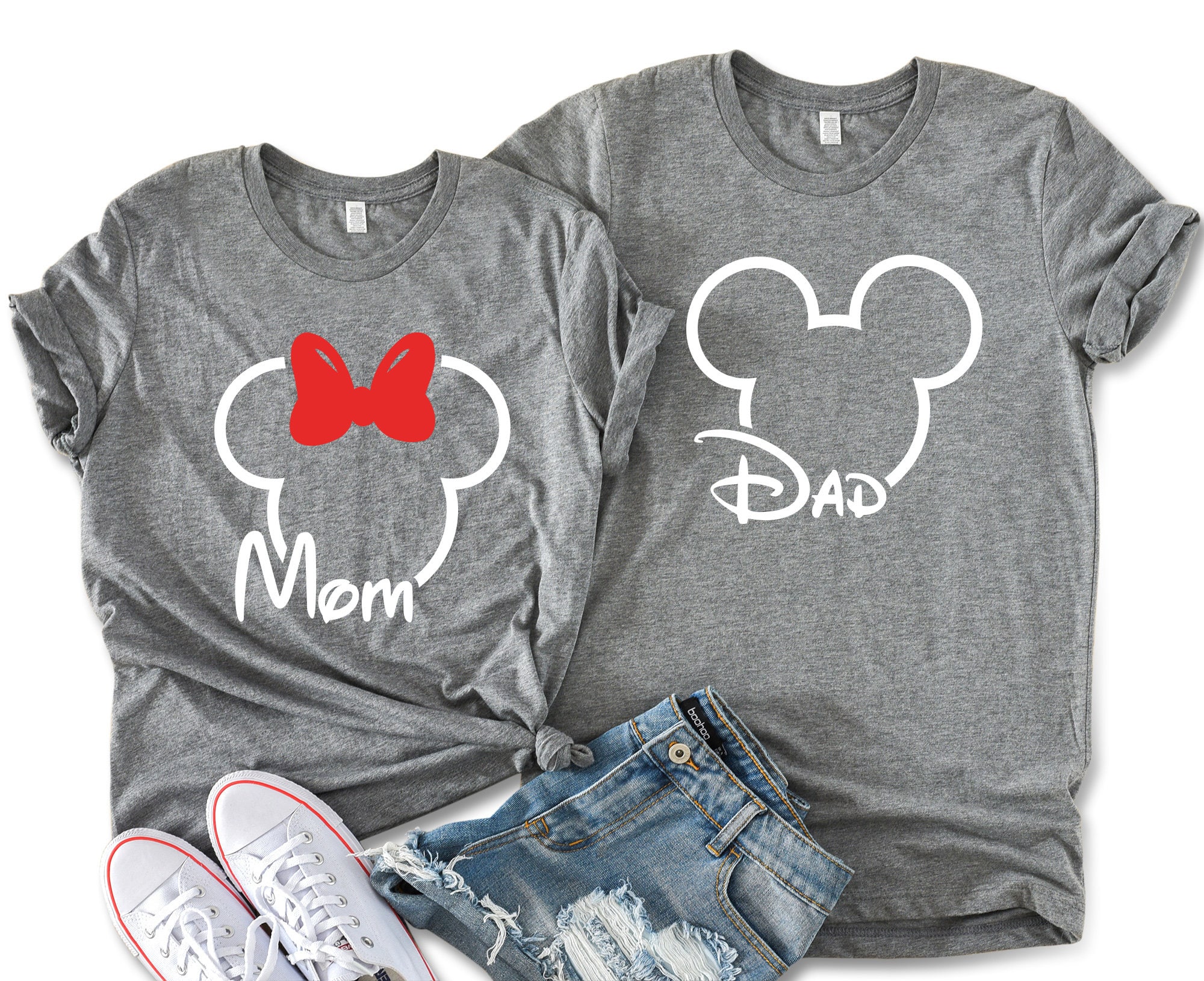 Mom Minnie & Dad Mickey Unisex T-shirts, Disney Parents Matching Couple Tees, Minnie and Mickey Matching Tees