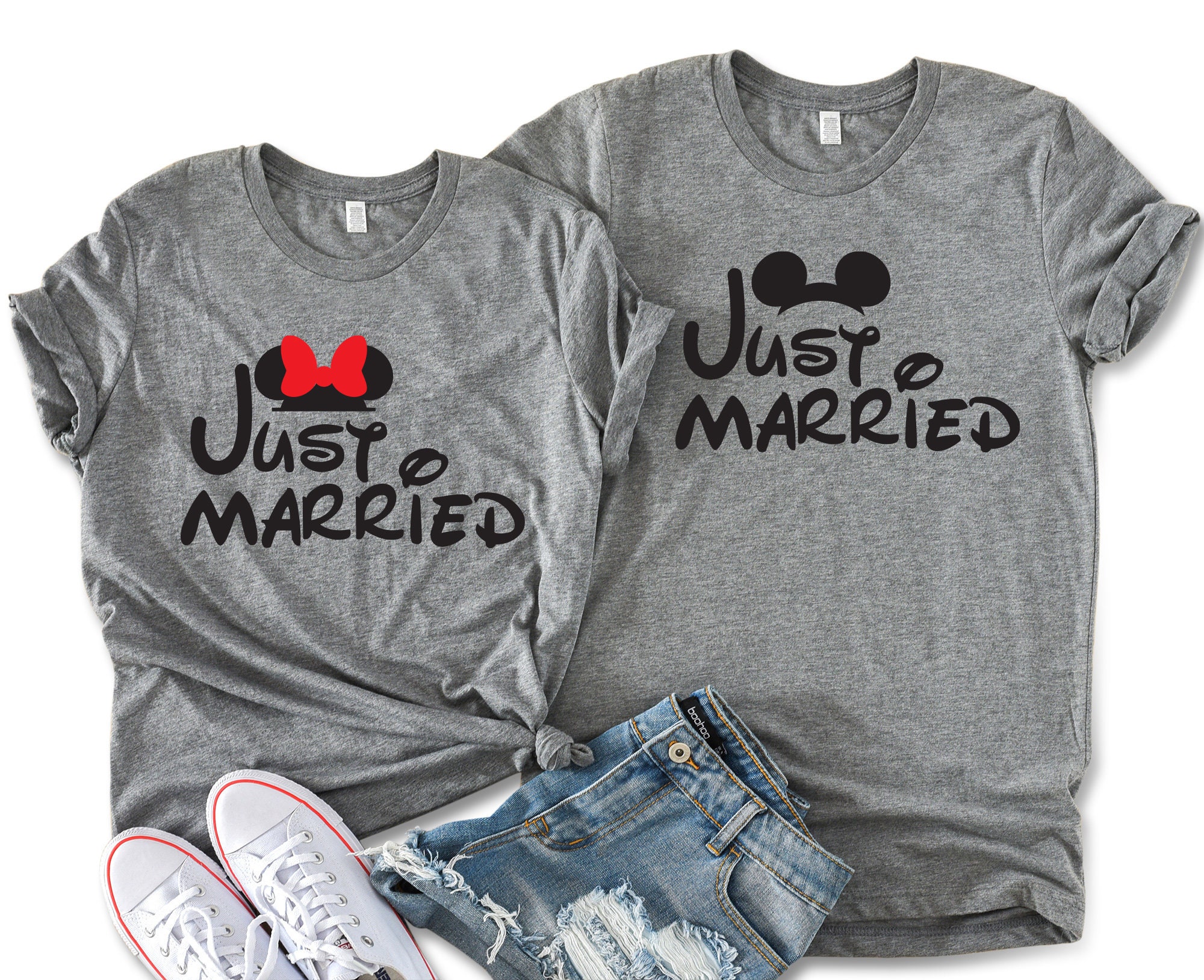 Discover Just Married Minnie & Mickey Unisex T-shirts, Disney Honeymoon T-shirts