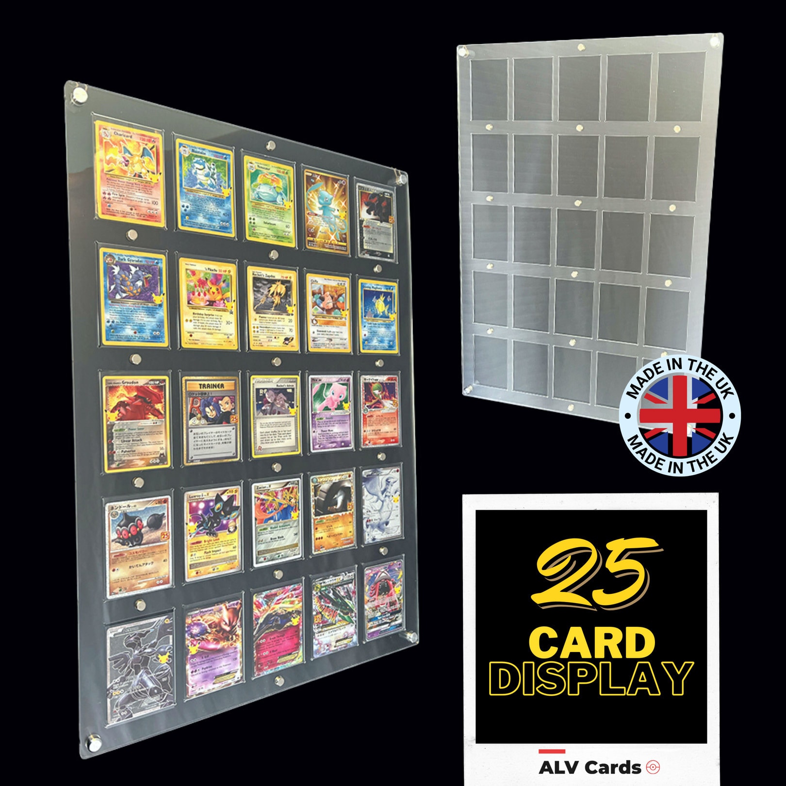 25 CARD POKEMON CARD DISPLAY. CAN BE CUSTOMIZED TO FIT ANY SIZE CASE!  QUALITY!!