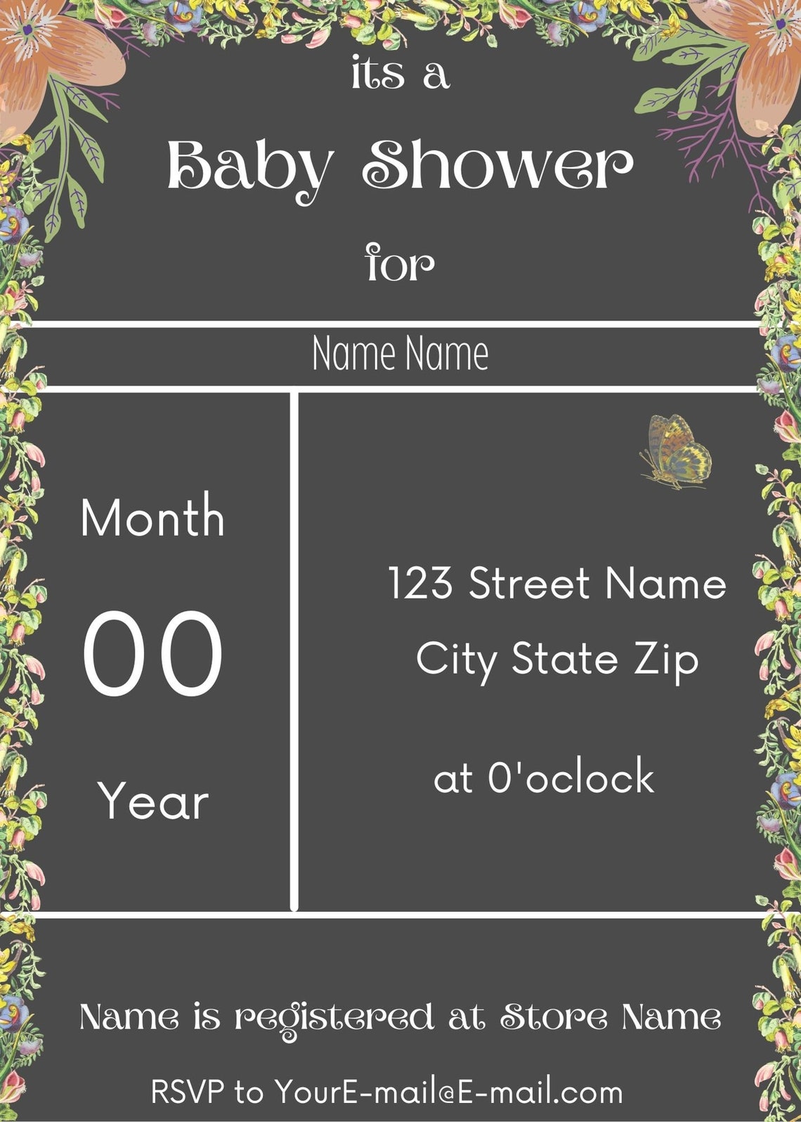 Baby Shower Invitation Template Etsy
