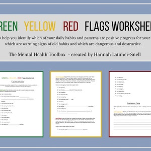 Hoja de trabajo de señales de advertencia de recuperación, verde, amarillo y rojo
