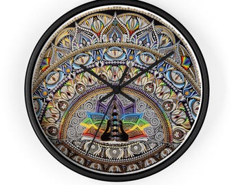 Sacred Geometry Mandala Wall Clock, Meditation Chakra Wooden Clock, Spiritual Dot Art Home Decor, Healing Artwork Housewarming Gift, Boho