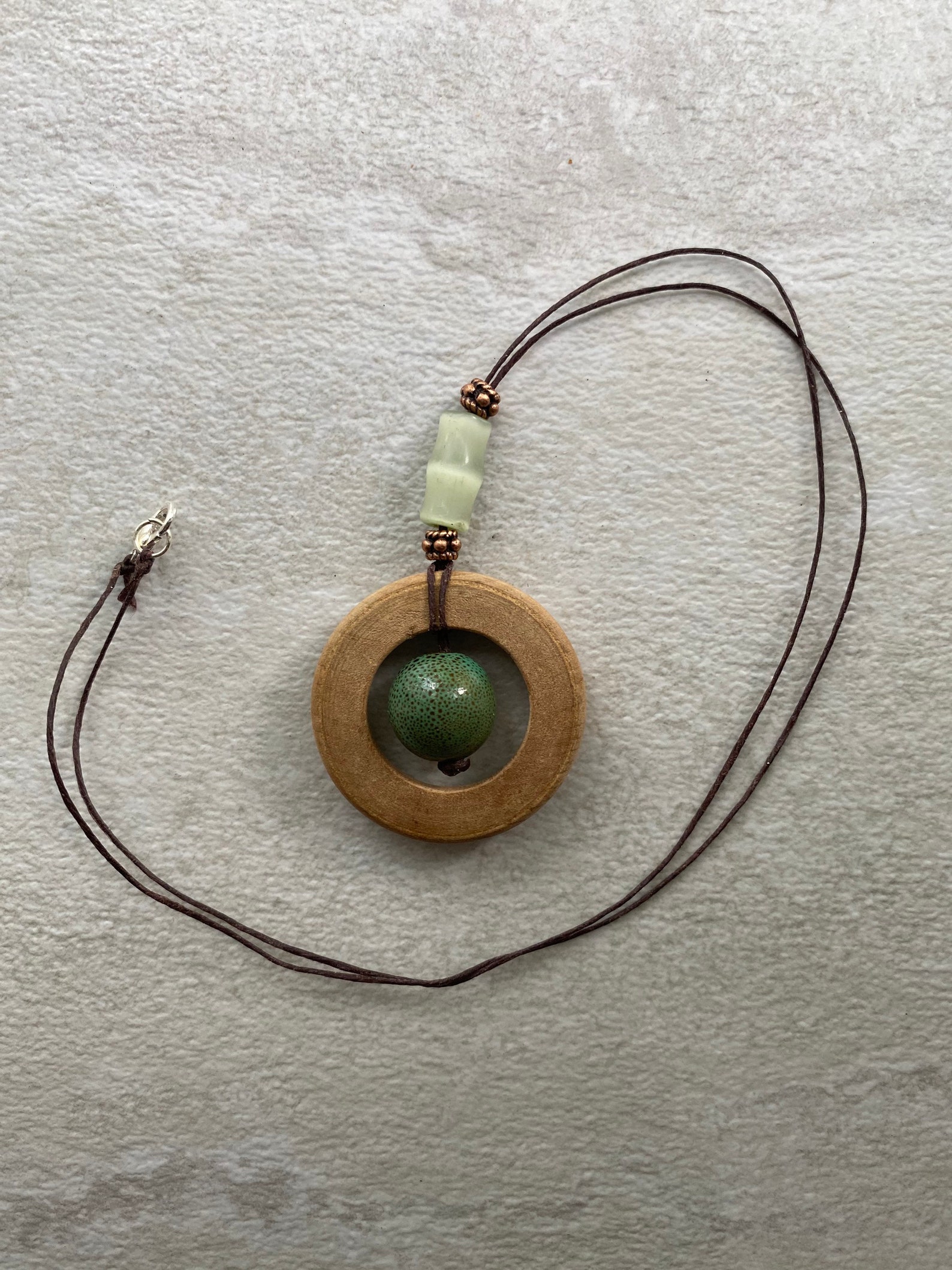Pendant necklace with wooden circle Etsy
