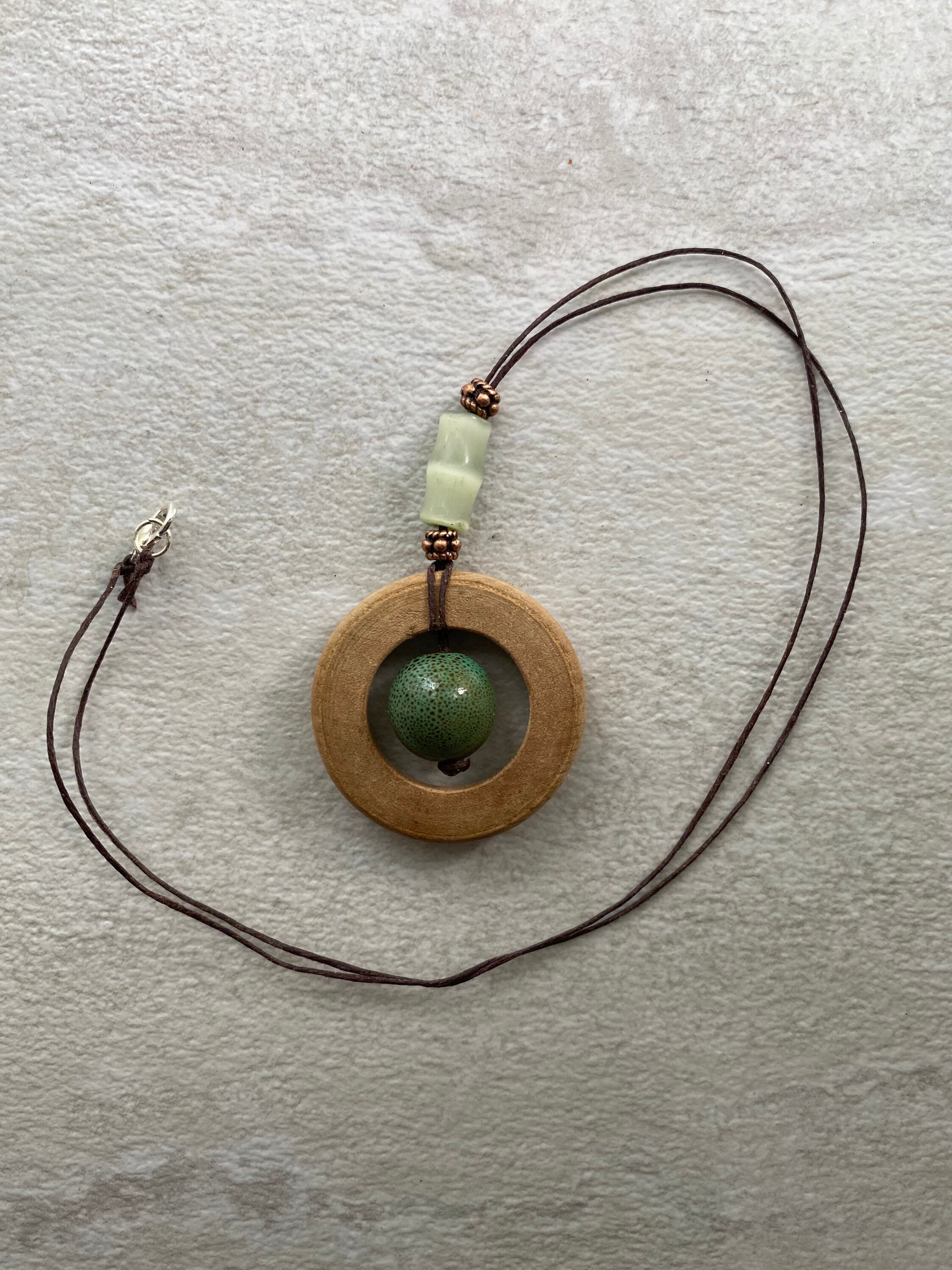 Pendant necklace with wooden circle Etsy