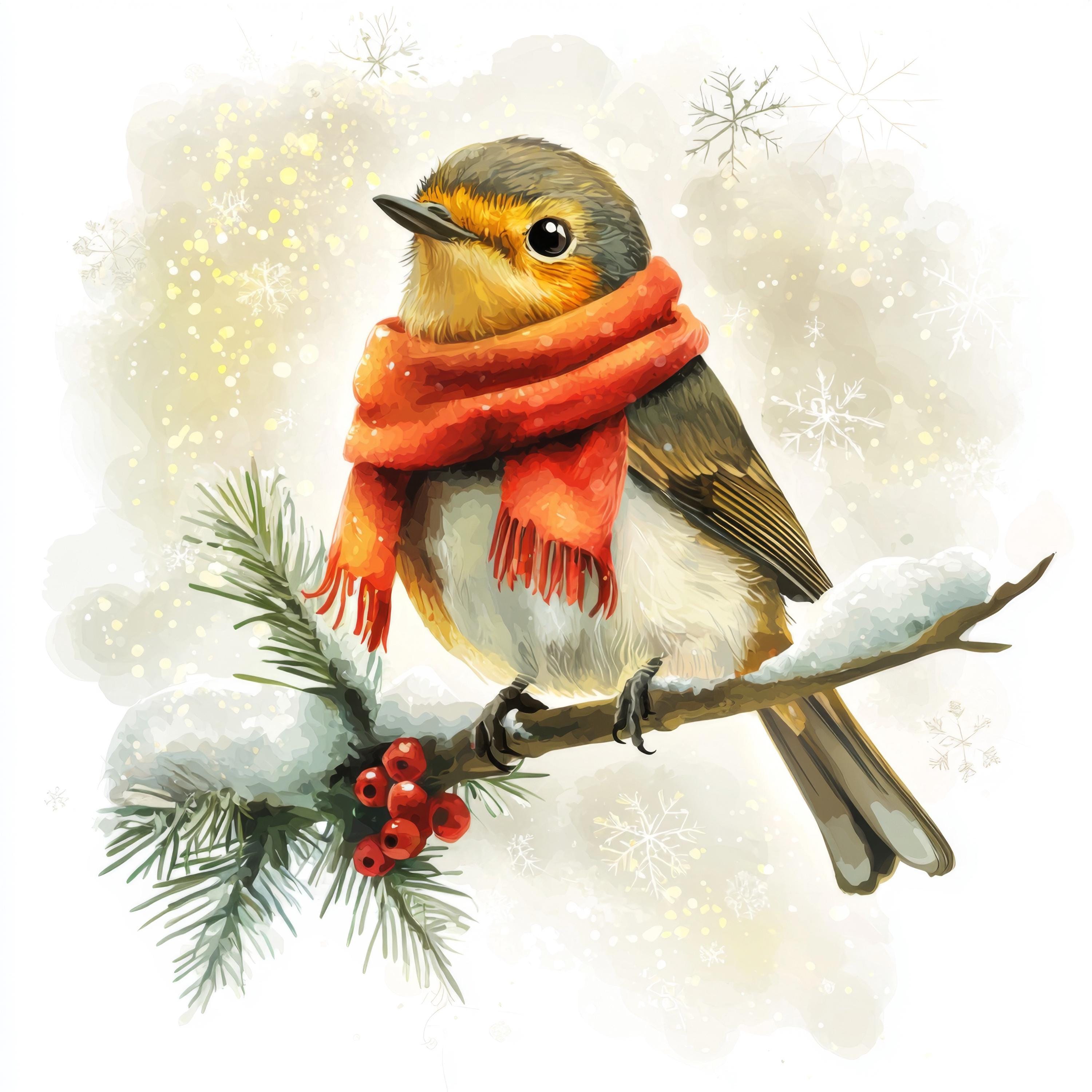 36 HIGH Resolution Jpgs Christmas Robin Clipart, Memory Book, Junk ...