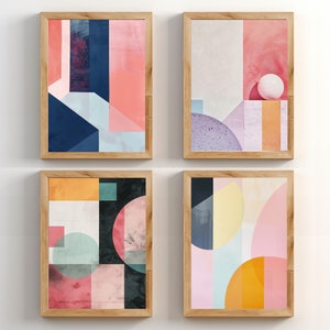 Serene Strong Abstract Geometric Wall Art - Pastel Hues Digital Download, High Resolution Print, Overlapping Color Prints, Modern Home Decor