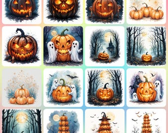 ハロウィンかぼちゃのクリップアート20点、ハロウィンのアートワーク