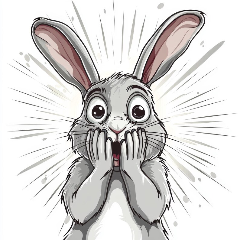 Surprised Rabbit Figure Watercolor Hare Clipart: Surprised Rabbit JPG Images (digital Download ...
