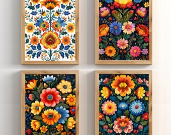 Patrón floral de arte popular polaco / Descarga digital / Arte floral tradicional polaco / Arte mural / Descarga instantánea / Decoración del hogar