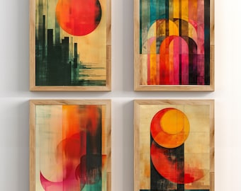 Bright and Complex Inspired Digital Wall Art | Minimalist Colorful Linear & Non-Linear Patterns