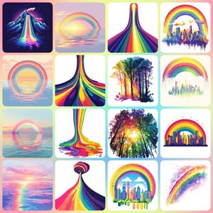 36 HIGH Resolution JPGs Rainbow Clipart , Digital Download, Card Making, Clipart, Digital Paper Craft, Junk Journal