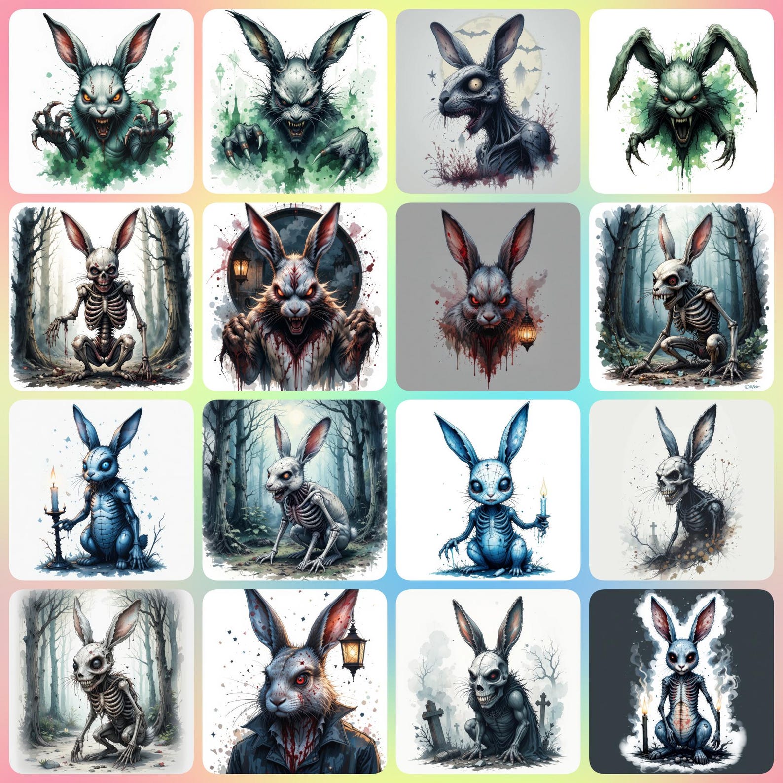 37 Scary Rabbit Clipart, Halloween Clipart, Zombie, Printable ...