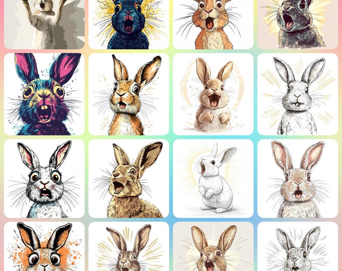 12 Hare Clipart | Happy Hares | Printable Watercolor Clipart Rabbit ...