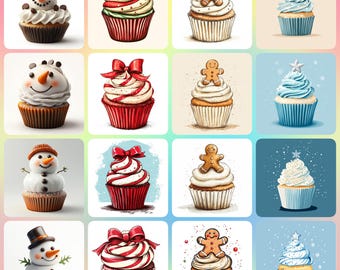 Weihnachten Cupcake Clipart, Junk Journal, Scrapbook (digitaler Download)