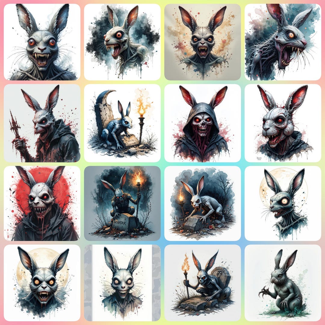 Scary Rabbit Outline 37 Scary Rabbit Clipart, Halloween Clipart, Zombie, Printable ...