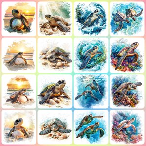35 Watercolor Turtle Clipart, Marine Turtle, Printable Watercolor clipart, High Quality JPG, Digital download, Paper craft, junk journal