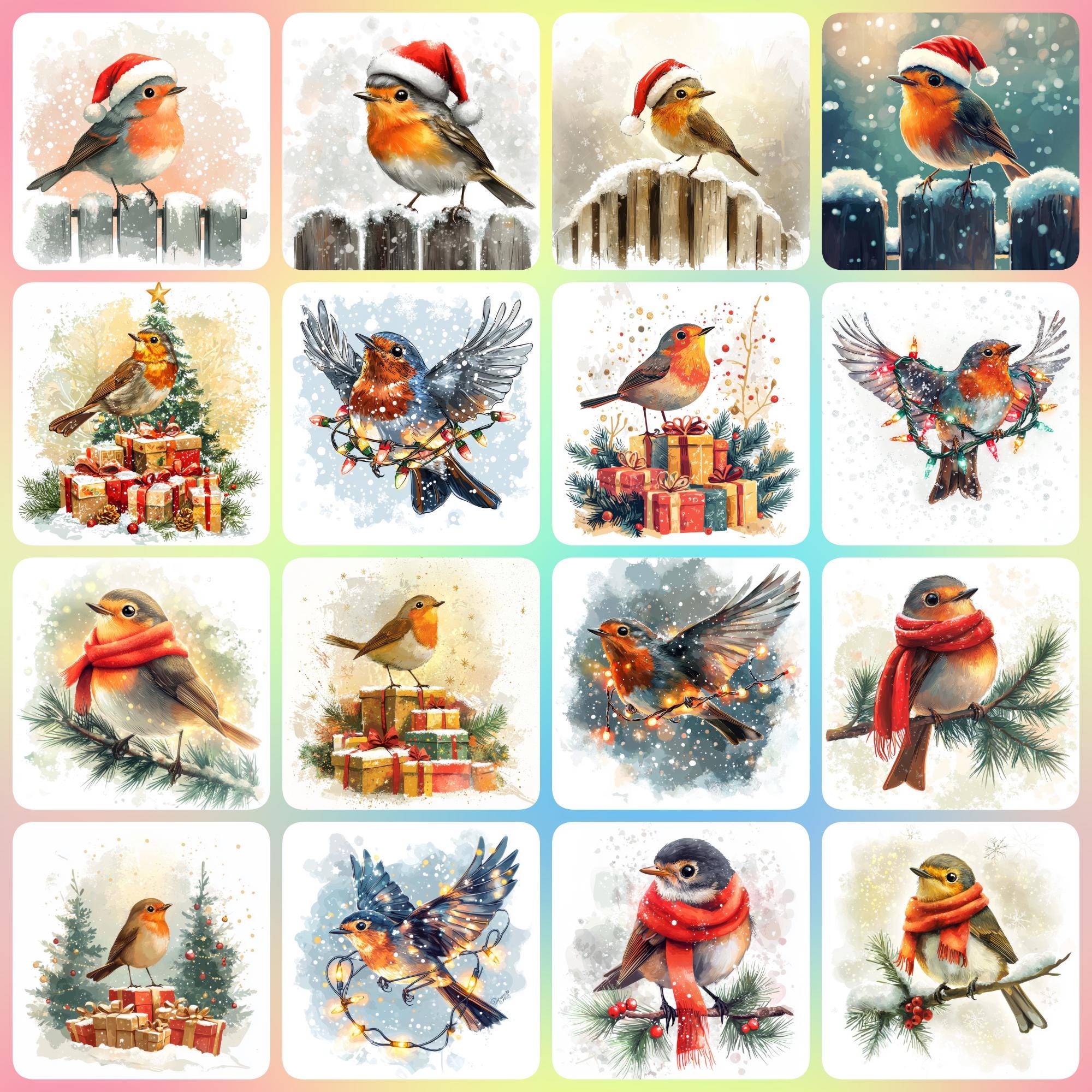 36 HIGH Resolution Jpgs Christmas Robin Clipart, Memory Book, Junk ...