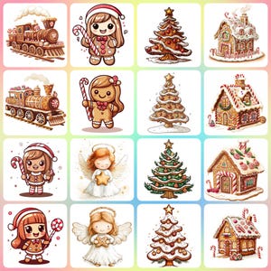32 JPGs High Quality Christmas Gingerbread Clipart, Memory Book, Junk Journals, Scrapbooks, Digital Planners, Commercial Use, Sublimation