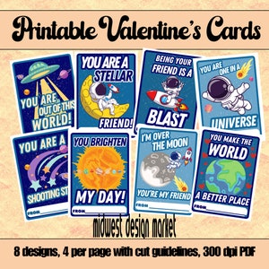 Afdrukbare ruimte thema Valentijnskaarten, klas Valentijnsdag, Instant Download, ruimte Valentijnskaarten, Valentijnsdagkaarten, Valentijnsdag voor kinderen