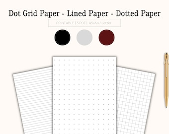 Dot Grid Papier | Liniertes Papier | Gepunktetes Papier | Planer Essential | PDF Planer Seiten | A5/A4/Letter Size