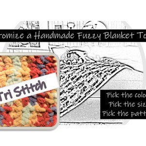 Handmade Custom Fuzzy Crochet Blankets - Made to Order - Choose Color, Dimensions, and Pattern (Tri Stitch)