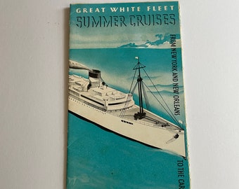 Vintage 1930s United Fruit Company Great White Fleet Summer Cruises Brochure  to Caribbean and West Indies