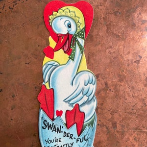 Swanderful Você está absolutamente certo Cisne saindo do ovo Cartão de felicitações vintage de dia dos namorados c. 1950/1960 Nunca usado Novo Estoque antigo