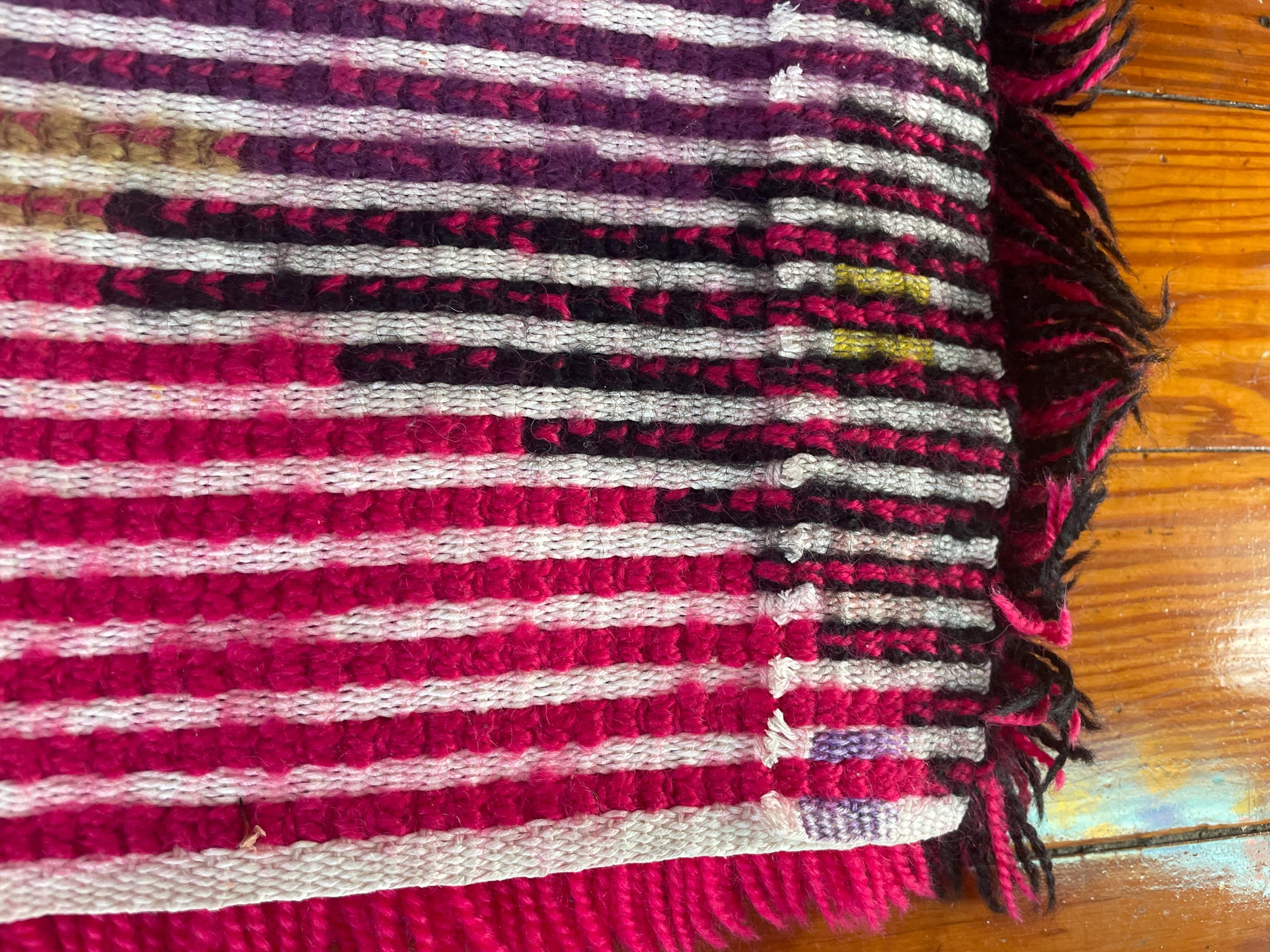 Vintage C 1960s Scandinavian Rya Shag Wool Rug Abstract Waves in Bold ...