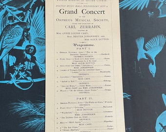 Programa del Boston Lyceum del siglo XIX para un Gran Concierto de la Orpheus Musical Society, Carl Zerrahn - Efímeras musicales antiguas