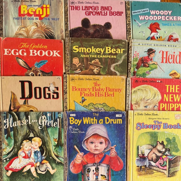 1950s 1960s - Your Choice - Little Golden Books in Good Condition - Hansel Gretel, Heidi, New Puppy, Smokey Bear, Woody Woodpecker