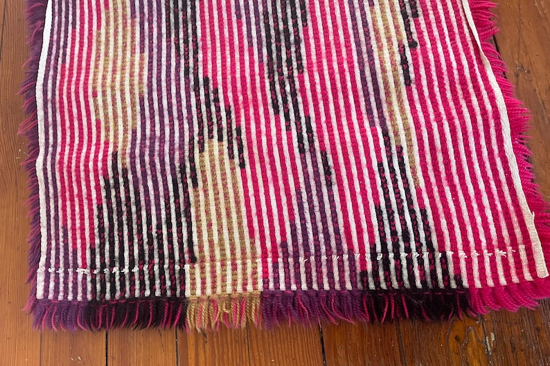Vintage C 1960s Scandinavian Rya Shag Wool Rug Abstract Waves in Bold ...